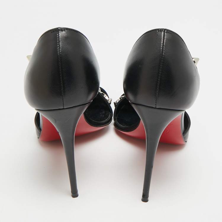 مملوكة مسبقًا Christian Louboutin Deomina Size 38.5 Black Leather D'orsay Pumps