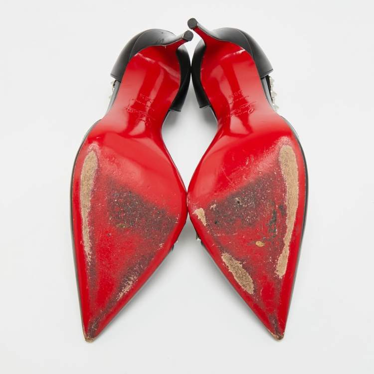 مملوكة مسبقًا Christian Louboutin Deomina Size 38.5 Black Leather D'orsay Pumps