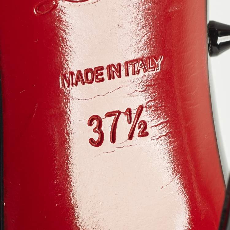 Pre Owned Christian Louboutin Diamond Spike Size 37.5 Black Patent Leather Pumps