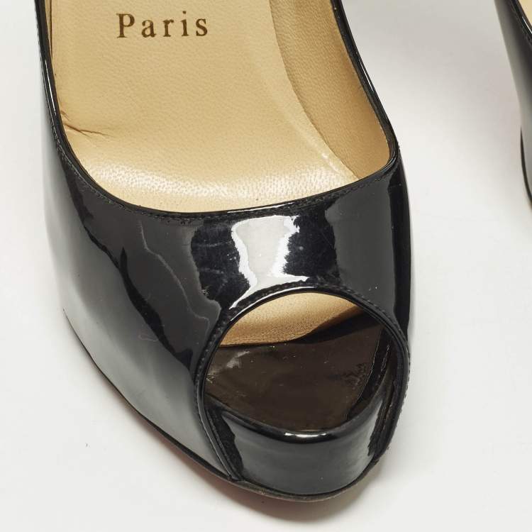 Pre Owned Christian Louboutin Very Prive Size 36 Black Patent Leather Platform Pumps