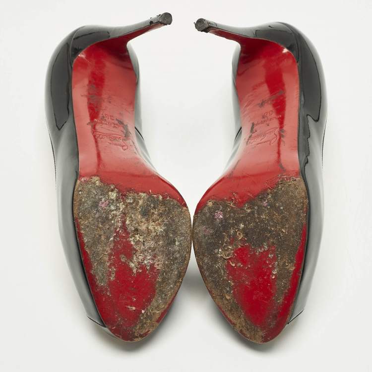 Pre Owned Christian Louboutin Very Prive Size 36 Black Patent Leather Platform Pumps