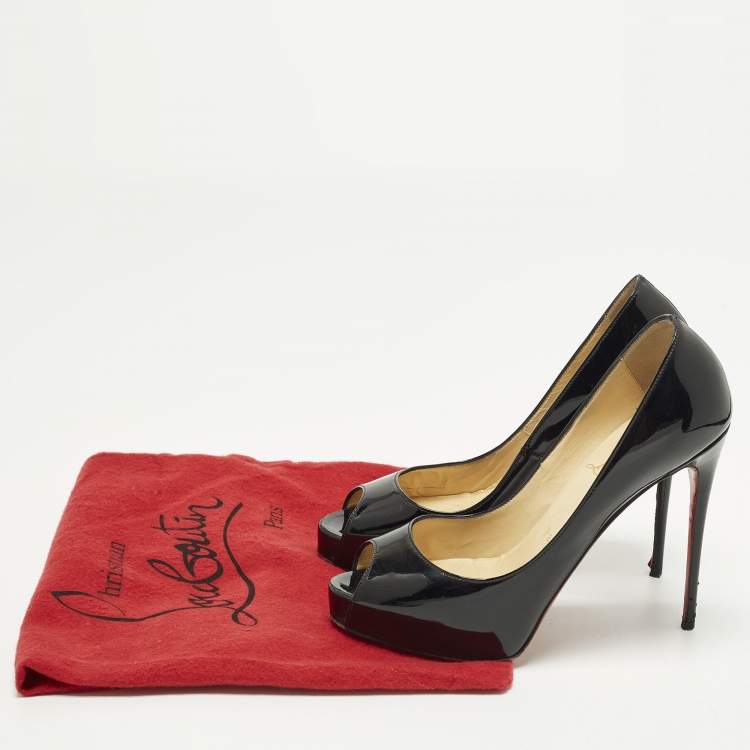 Pre Owned Christian Louboutin Very Prive Size 36 Black Patent Leather Platform Pumps
