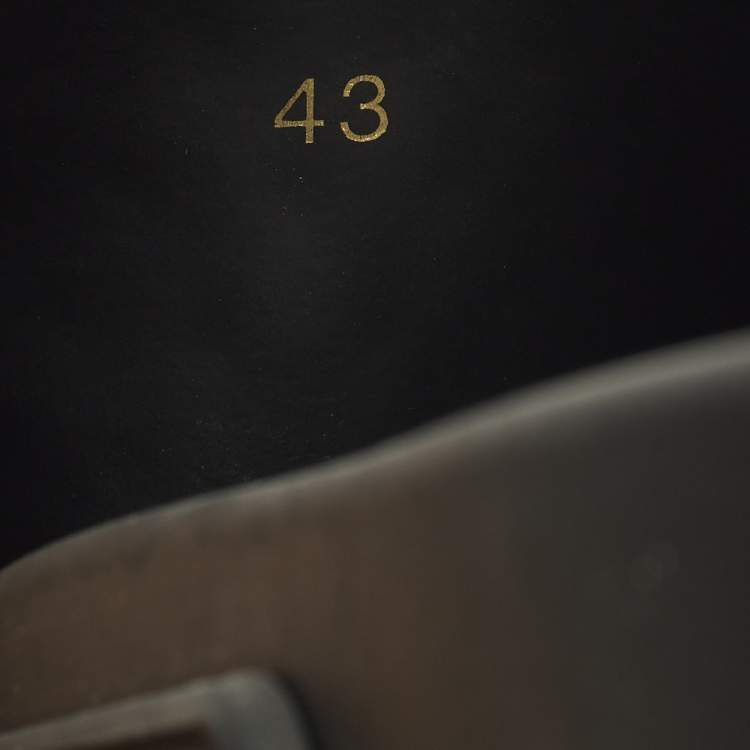 Pre Owned Christian Louboutin Spike Size 43 Black Leather Flat Slide