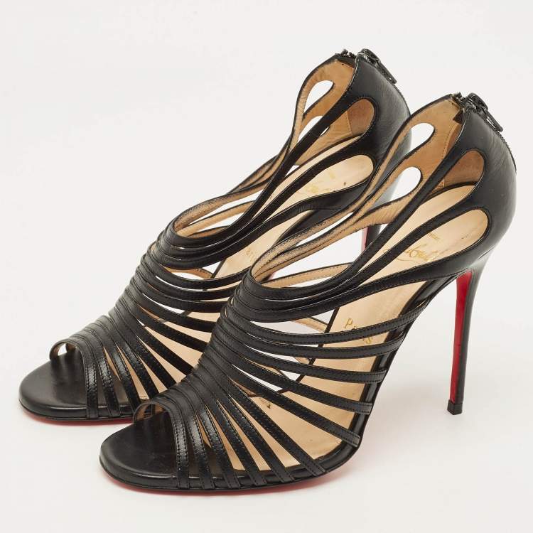 Pre Owned Christian Louboutin Multibrida Size 37 Black Leather Sandals