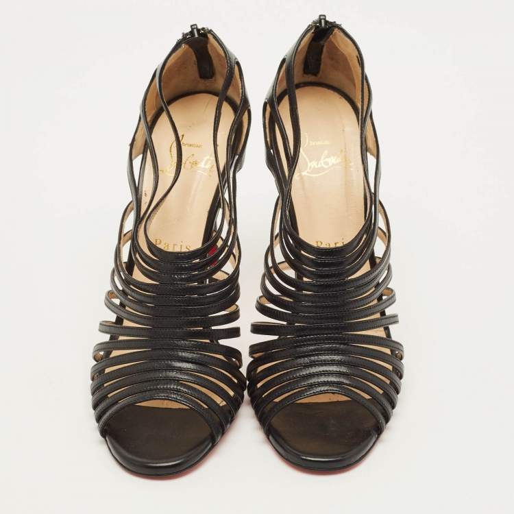 Pre Owned Christian Louboutin Multibrida Size 37 Black Leather Sandals