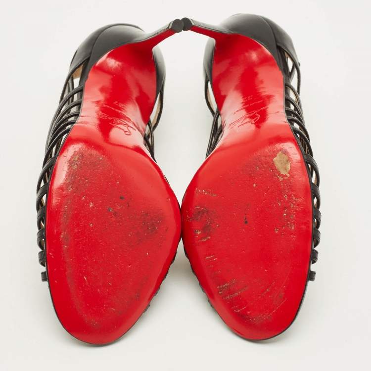 Pre Owned Christian Louboutin Multibrida Size 37 Black Leather Sandals