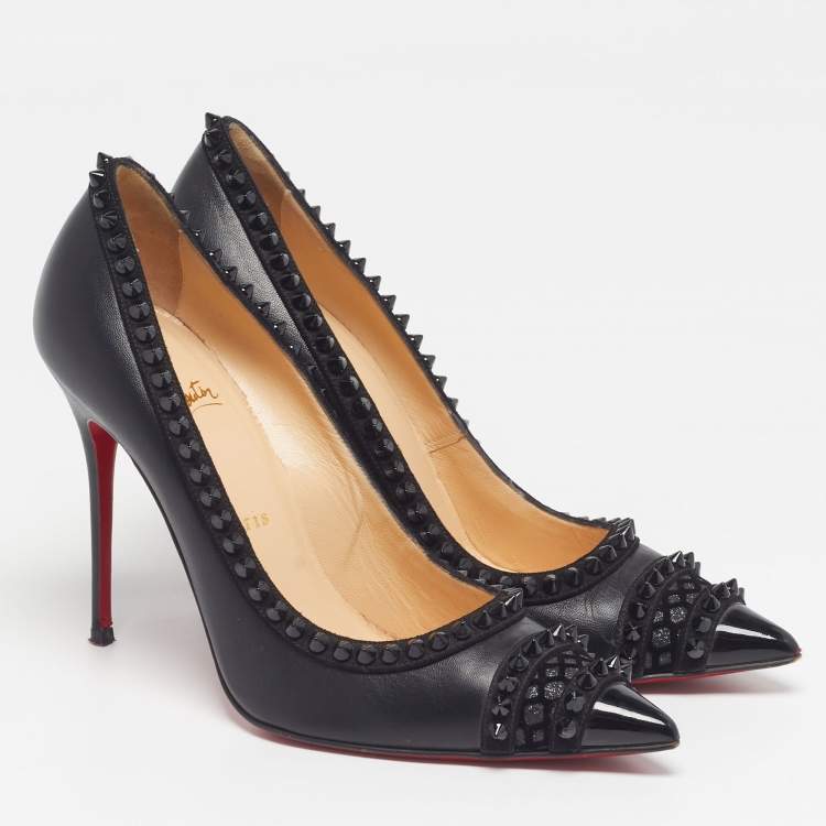 Pre Owned Christian Louboutin Malabar Hill Size 39 Black Leather Pumps