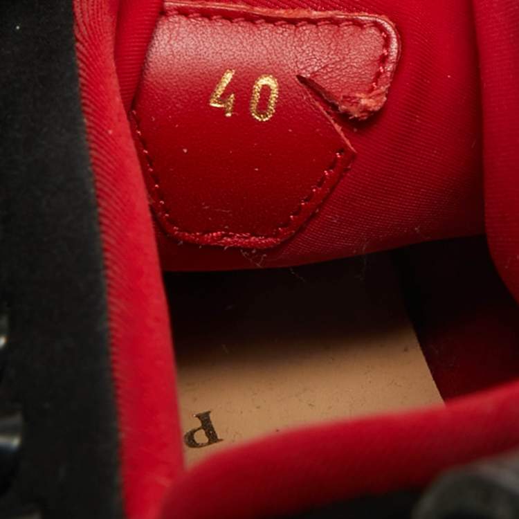 Pre Owned Christian Louboutin Spike Size 40 Black Neoprene Sock Slip On Sneakers