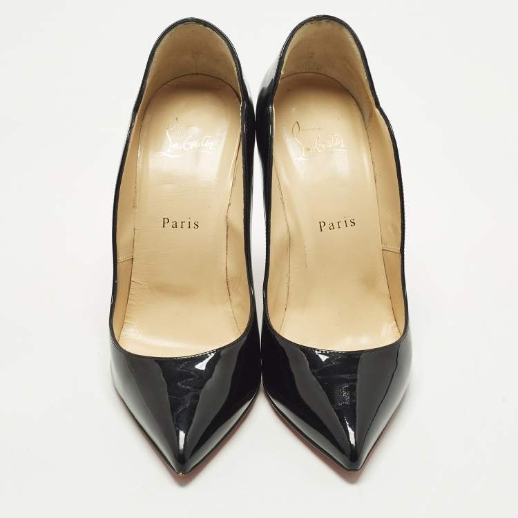 Pre Owned Christian Louboutin Hot Chick Size 38.5 Black Patent Leather Pumps