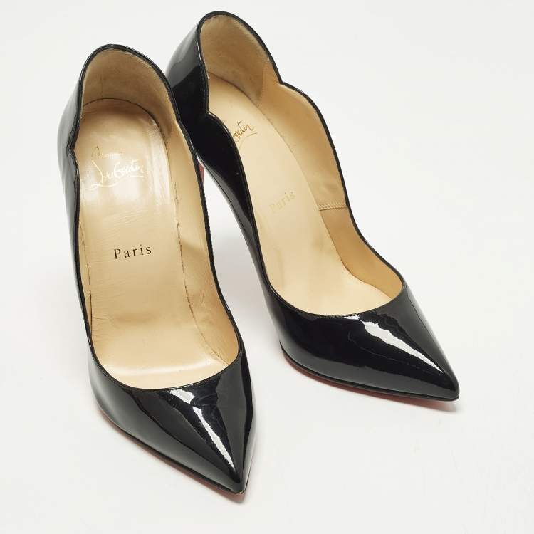 Pre Owned Christian Louboutin Hot Chick Size 38.5 Black Patent Leather Pumps