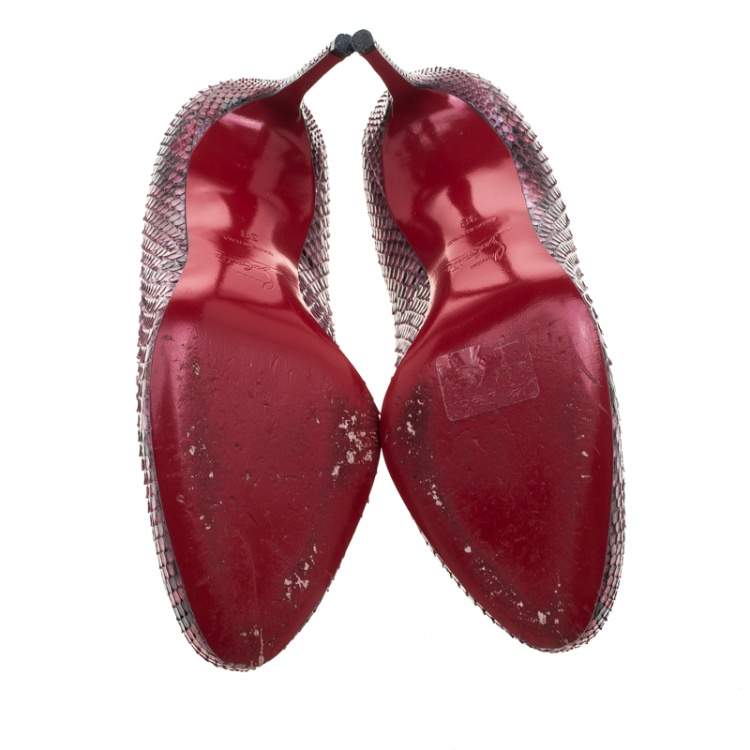 Pre Owned Christian Louboutin Pink Python Fifi Pumps Size 38