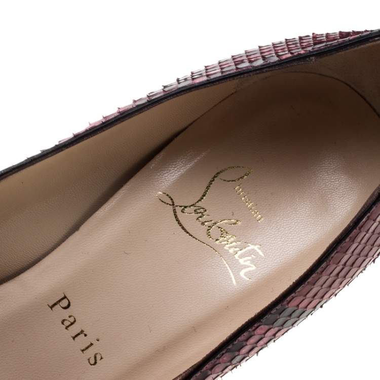 Pre Owned Christian Louboutin Pink Python Fifi Pumps Size 38