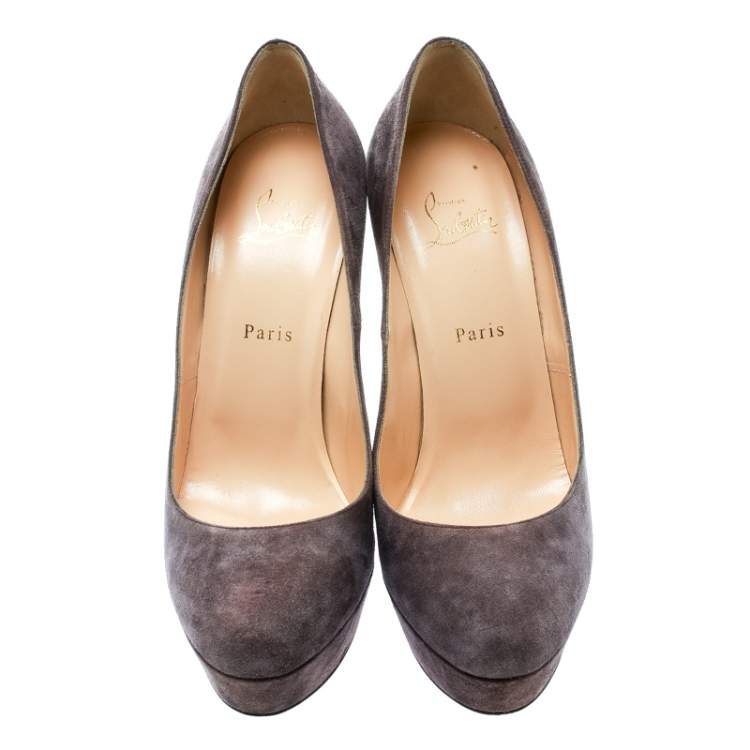 Pre Owned Christian Louboutin Purple Suede Bianca Platform Pumps Size 41