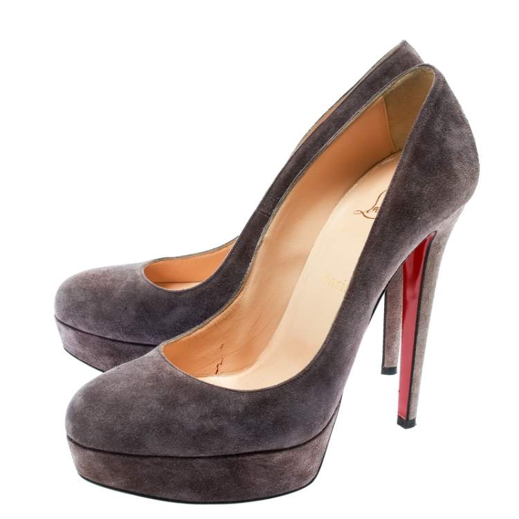 Pre Owned Christian Louboutin Purple Suede Bianca Platform Pumps Size 41