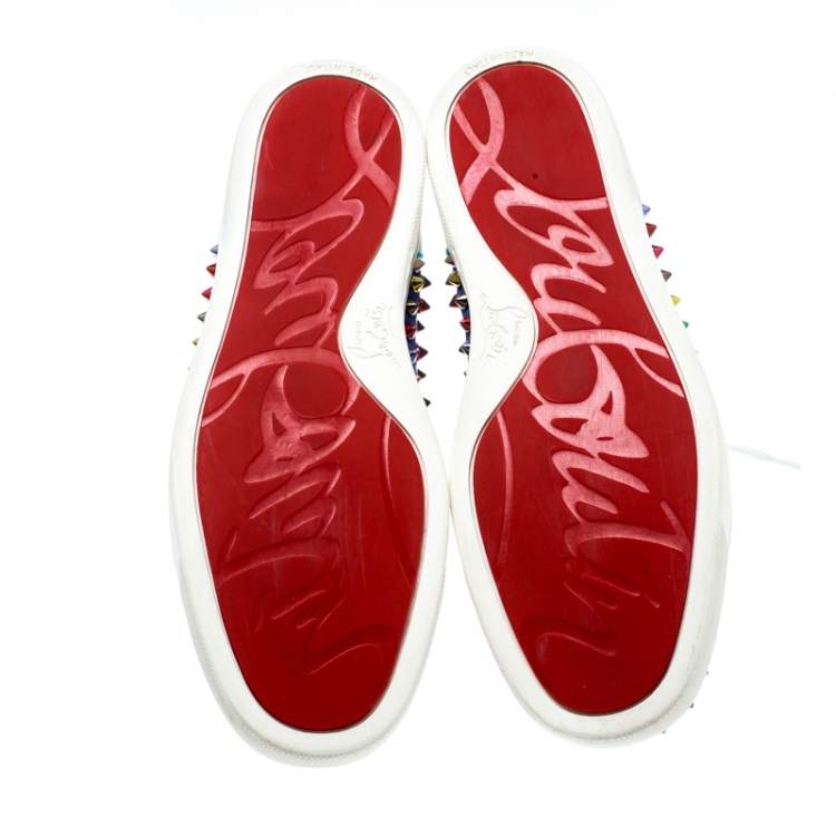 Pre Owned Christian Louboutin Multicolor Suede And Leather Louis Spikes High-Top Sneakers Size 40