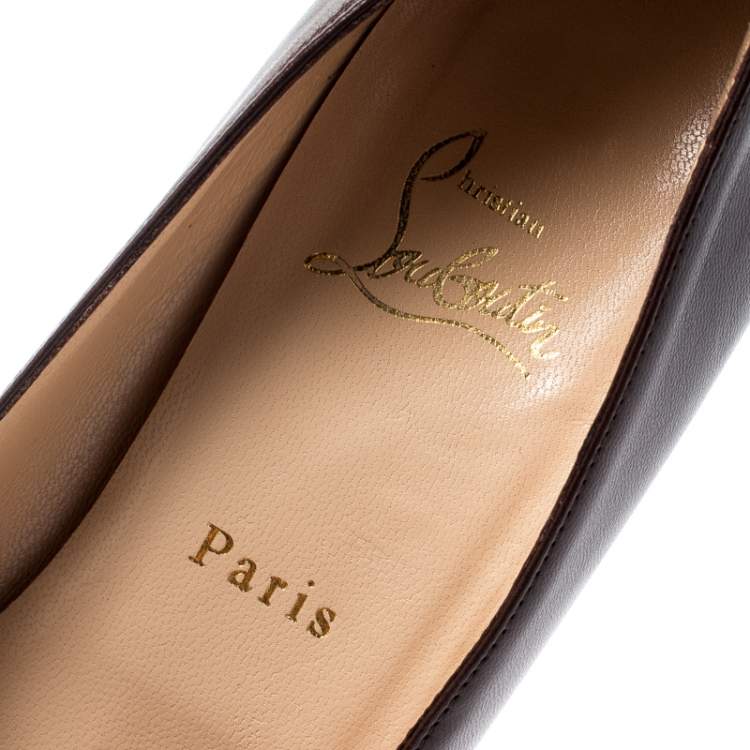 Pre Owned Christian Louboutin Brown Leather New Simple Pumps Size 39