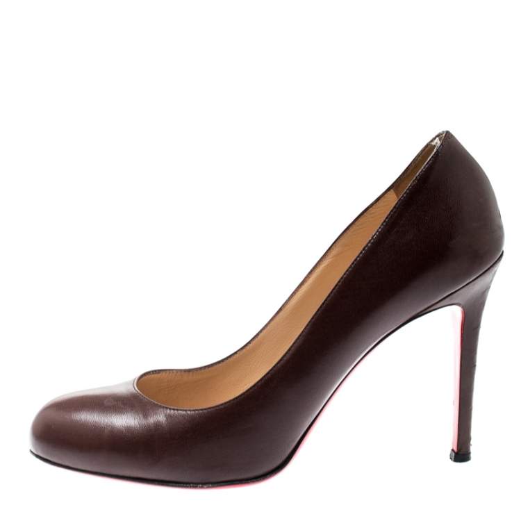 Pre Owned Christian Louboutin Brown Leather New Simple Pumps Size 39