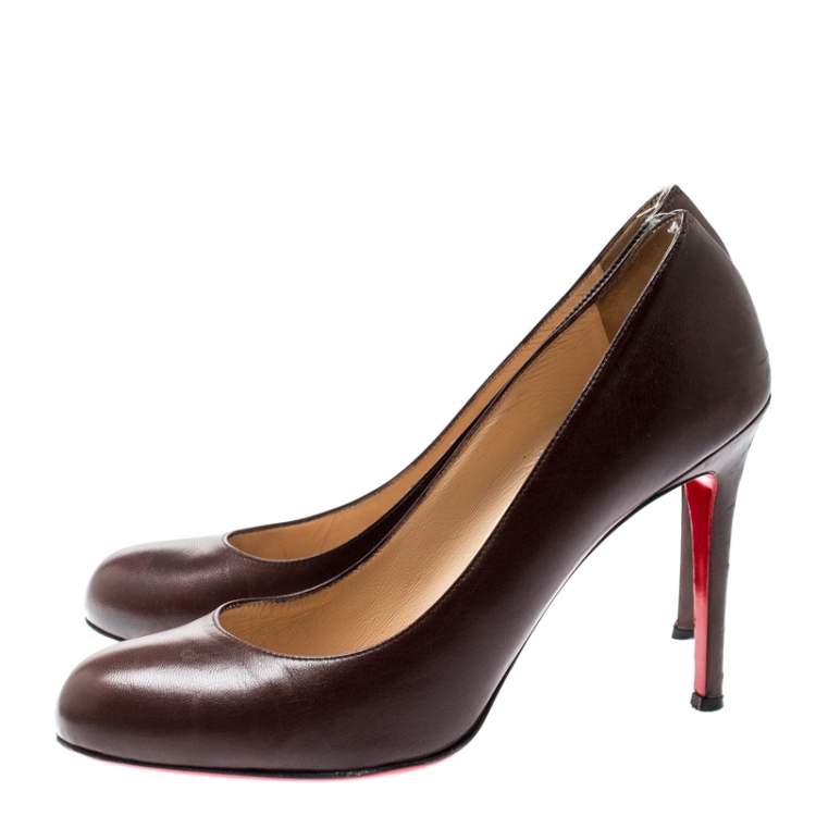 Pre Owned Christian Louboutin Brown Leather New Simple Pumps Size 39