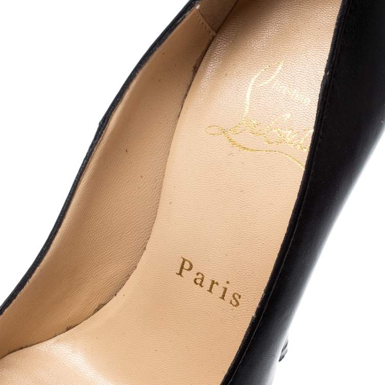 Pre Owned Christian Louboutin Black Leather Daffodile Platform Pumps Size 35.5