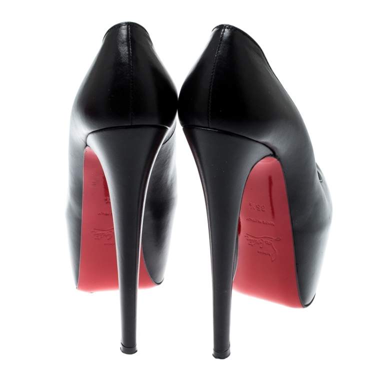 Pre Owned Christian Louboutin Black Leather Daffodile Platform Pumps Size 35.5