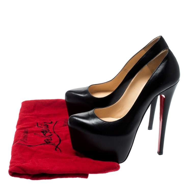 Pre Owned Christian Louboutin Black Leather Daffodile Platform Pumps Size 35.5
