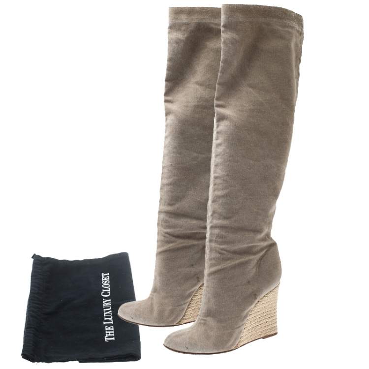 مملوكة مسبقًا Christian Louboutin Beige Jessica Canvas Espadrille Boots Size 39