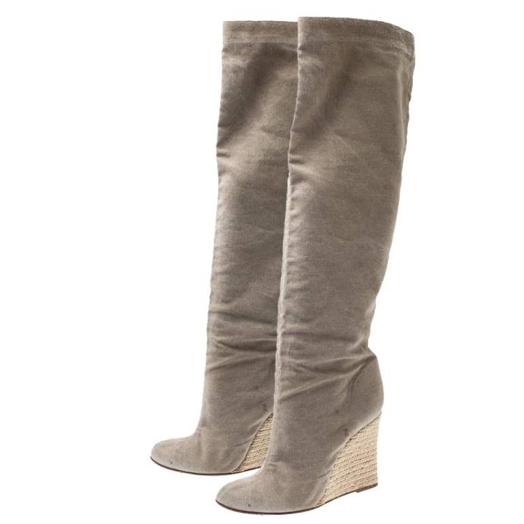 مملوكة مسبقًا Christian Louboutin Beige Jessica Canvas Espadrille Boots Size 39