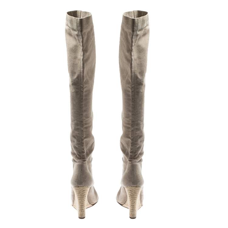 مملوكة مسبقًا Christian Louboutin Beige Jessica Canvas Espadrille Boots Size 39