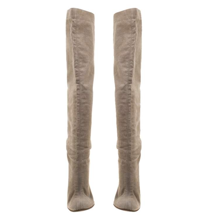 مملوكة مسبقًا Christian Louboutin Beige Jessica Canvas Espadrille Boots Size 39