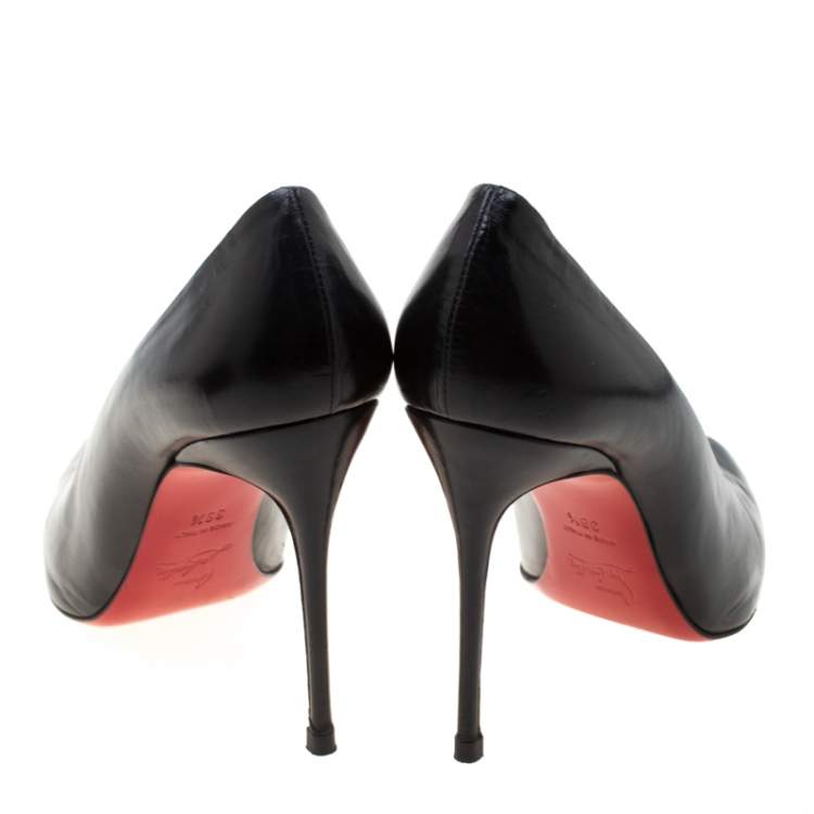 Pre Owned Christian Louboutin Black Leather Pumps Size 39.5