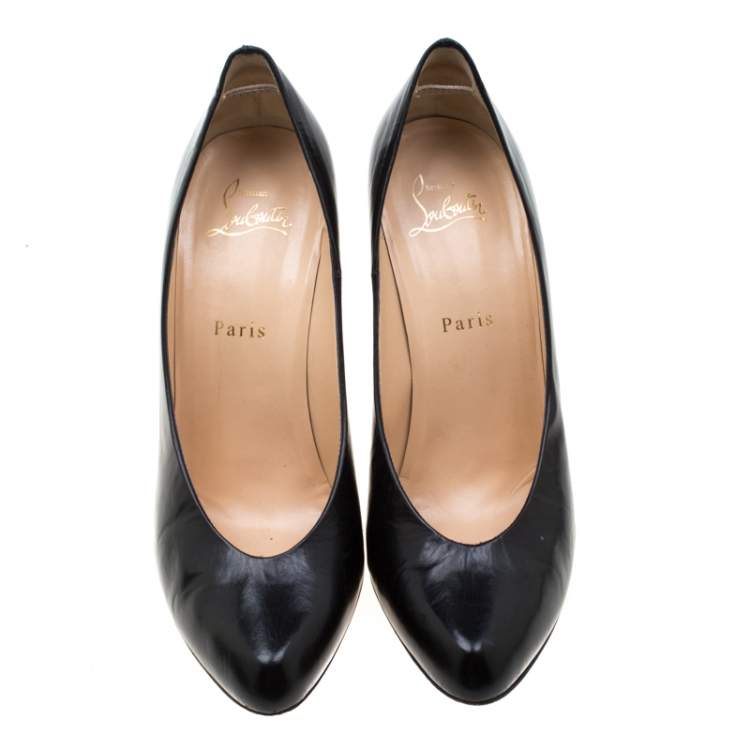 Pre Owned Christian Louboutin Black Leather Pumps Size 39.5
