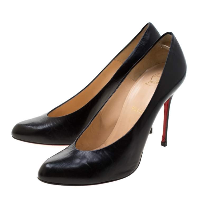 Pre Owned Christian Louboutin Black Leather Pumps Size 39.5
