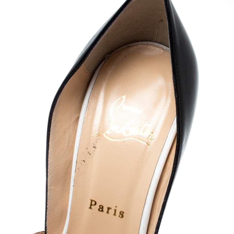 Pre Owned Christian Louboutin Python Trim And Leather Cut Out Peep Toe Pumps Size 40