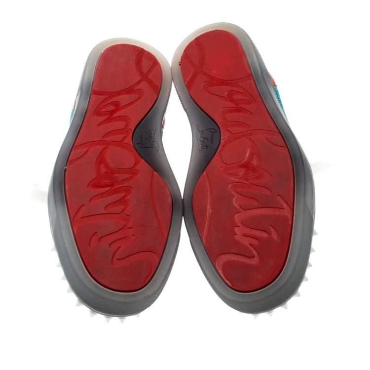 Pre Owned  Christian Louboutin Multicolor Mesh And Leather AC Viera Spiked Orlato Low Top Sneakers 35