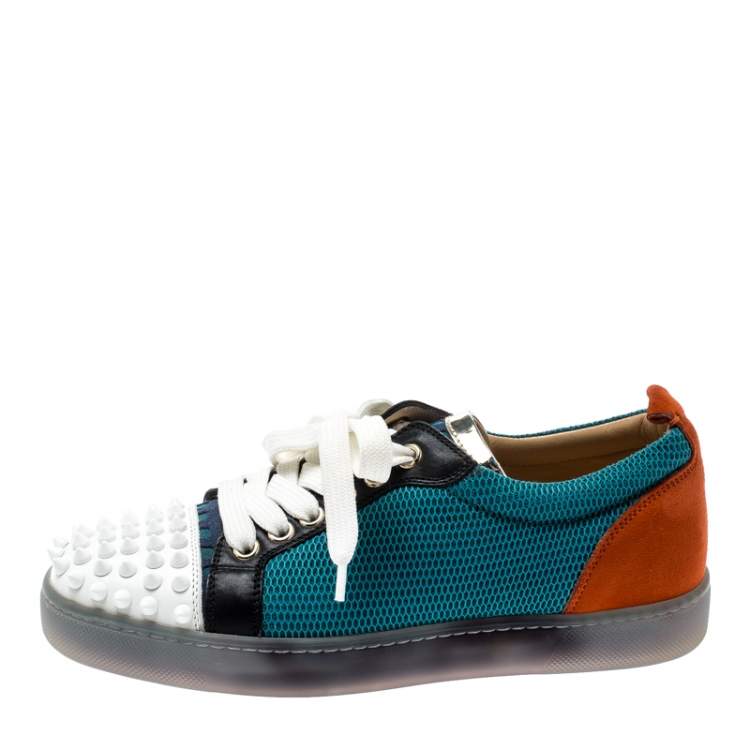Pre Owned  Christian Louboutin Multicolor Mesh And Leather AC Viera Spiked Orlato Low Top Sneakers 35
