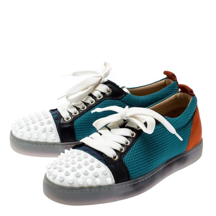 Pre Owned  Christian Louboutin Multicolor Mesh And Leather AC Viera Spiked Orlato Low Top Sneakers 35