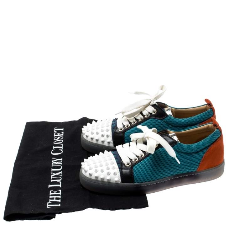 Pre Owned  Christian Louboutin Multicolor Mesh And Leather AC Viera Spiked Orlato Low Top Sneakers 35