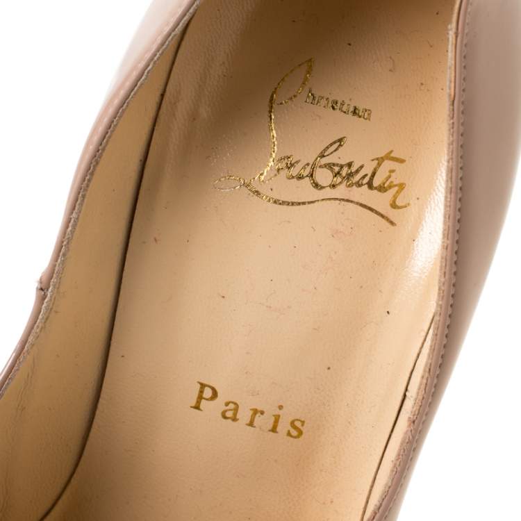 Pre Owned Christian Louboutin Beige Leather Relika Platform Mary Jane Pumps Size 37