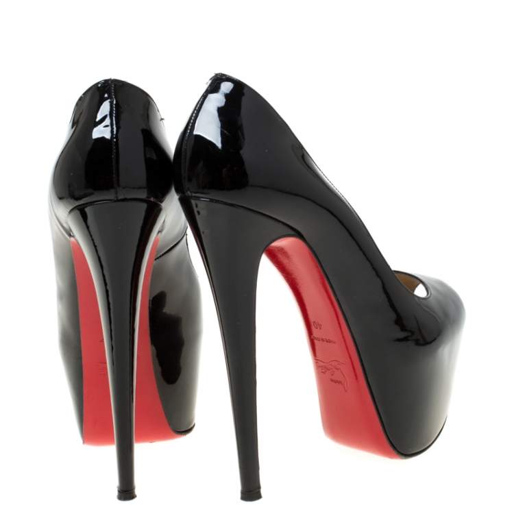 Pre Owned Christian Louboutin Black Patent Leather Highness Platform Pumps Size 40
