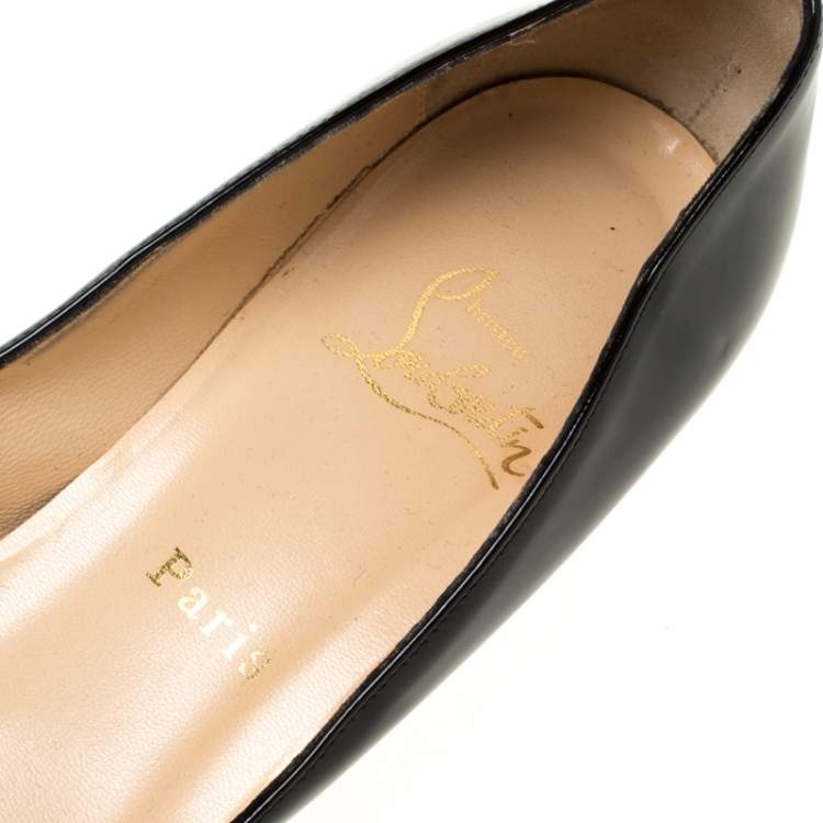 مملوكة مسبقًا Christian Louboutin Black Patent Leather Peep Toe Pumps Size 38
