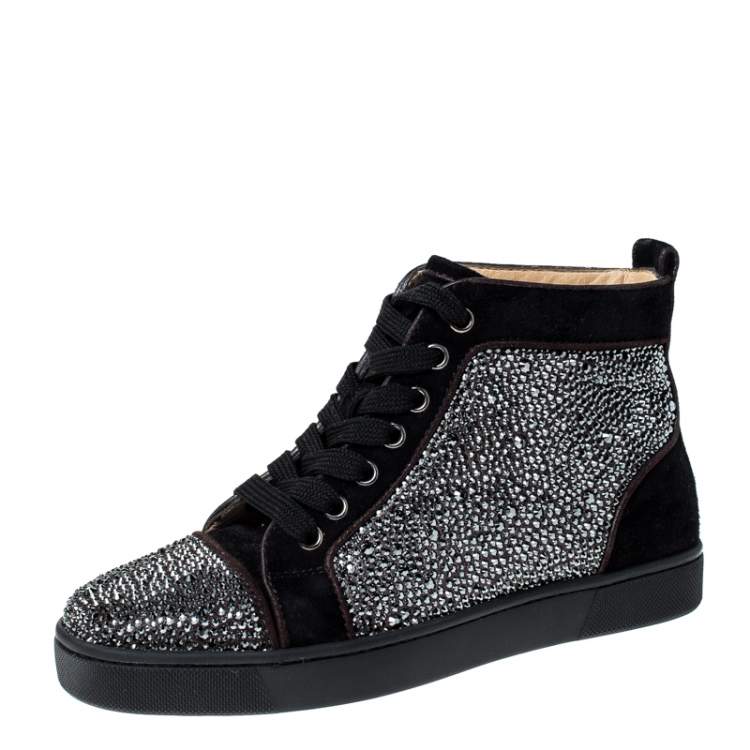 louboutin high top suede black