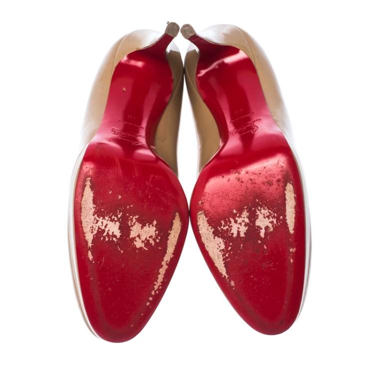 مملوكة مسبقًا Christian Louboutin Beige Patent Leather Neofilo Pumps Size 40