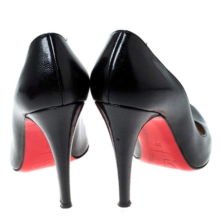 Pre Owned Christian Louboutin Black Leather Fifille Pumps Size 36.5