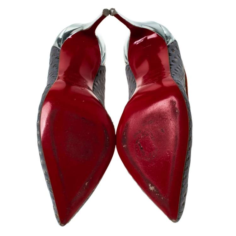 Pre Owned Christian Louboutin Grey Mesh So Kate Pumps Size 39