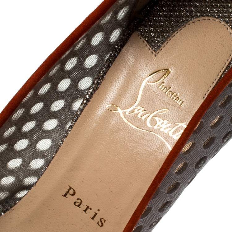 Pre Owned Christian Louboutin Grey Mesh So Kate Pumps Size 39