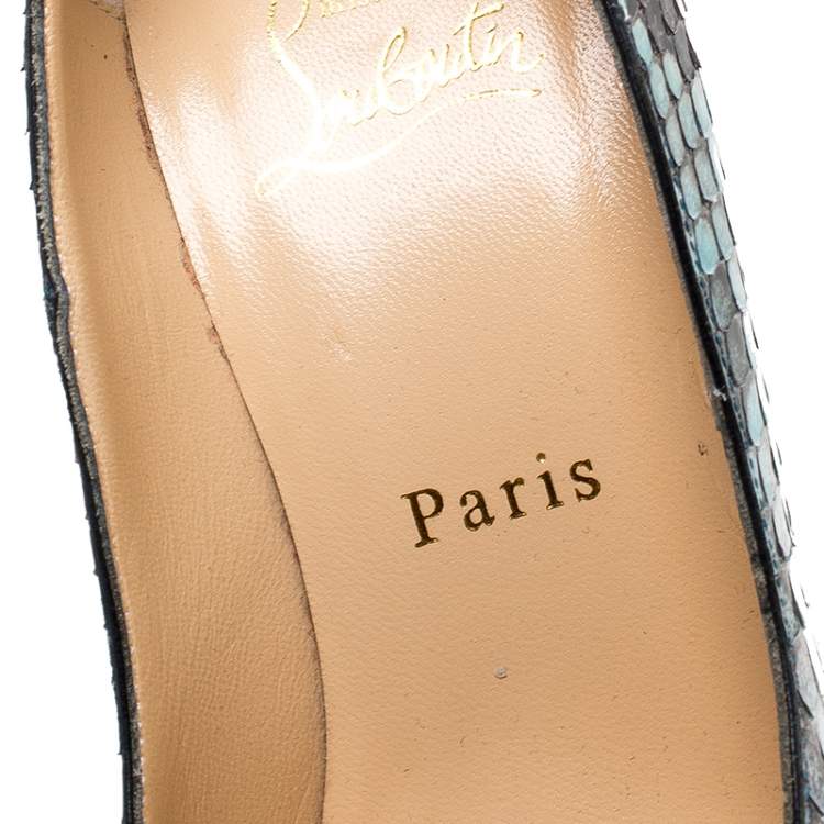 Pre Owned Christian Louboutin Multicolor Python Daffodile Platform Pumps Size 37