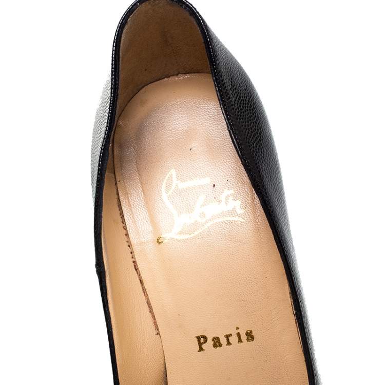Pre Owned Christian Louboutin Black Leather Daffodile Platform Pumps Size 37