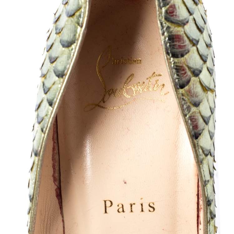 Pre Owned Christian Louboutin Metallic Python Leather So Kate Pumps Size 39