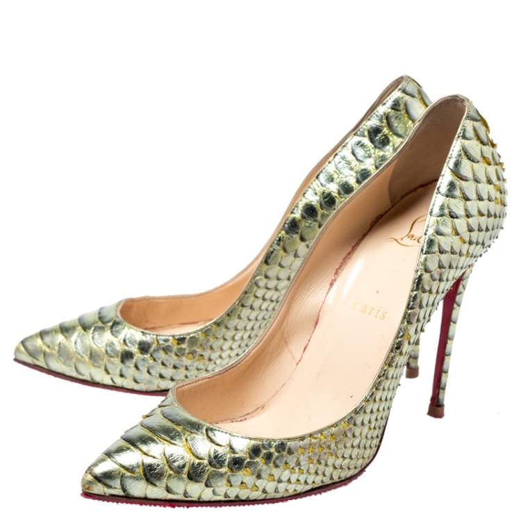 Pre Owned Christian Louboutin Metallic Python Leather So Kate Pumps Size 39