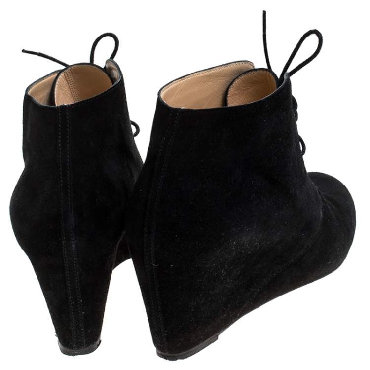 Pre Owned Christian Louboutin Black Suede Ankle Booties Size 38